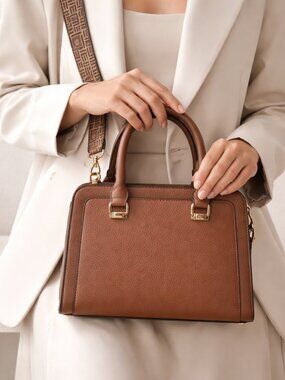 Anne Klein Cognac Satchel - Includes 2 Straps! Monogram & Matching Leather